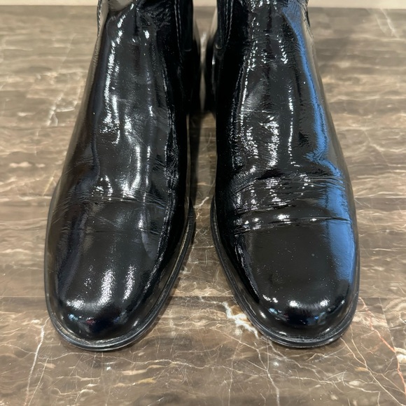 Italian Patent Leather and Velveteen Over The Knee Sock Boots - Picture 7 of 16